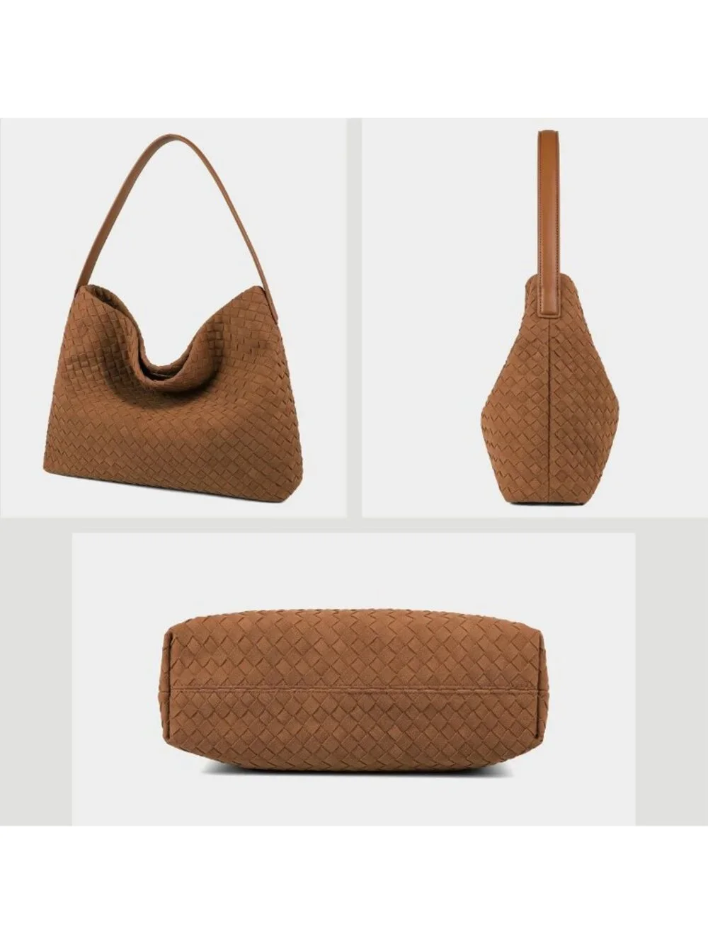 Chic Vegan Leather Hobo Tote Bag, Stylish Suede Purse with Top Handle for Women